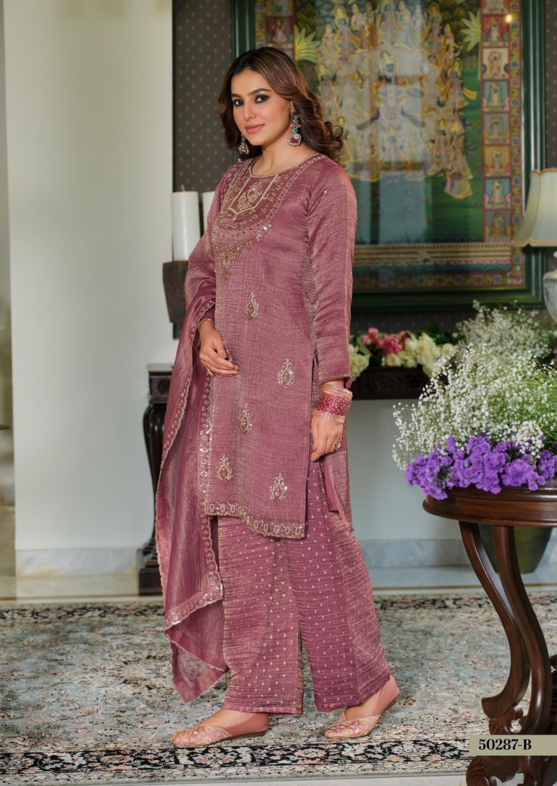 D 50287 B By Zaveri Crush Tissue Readymade Suits